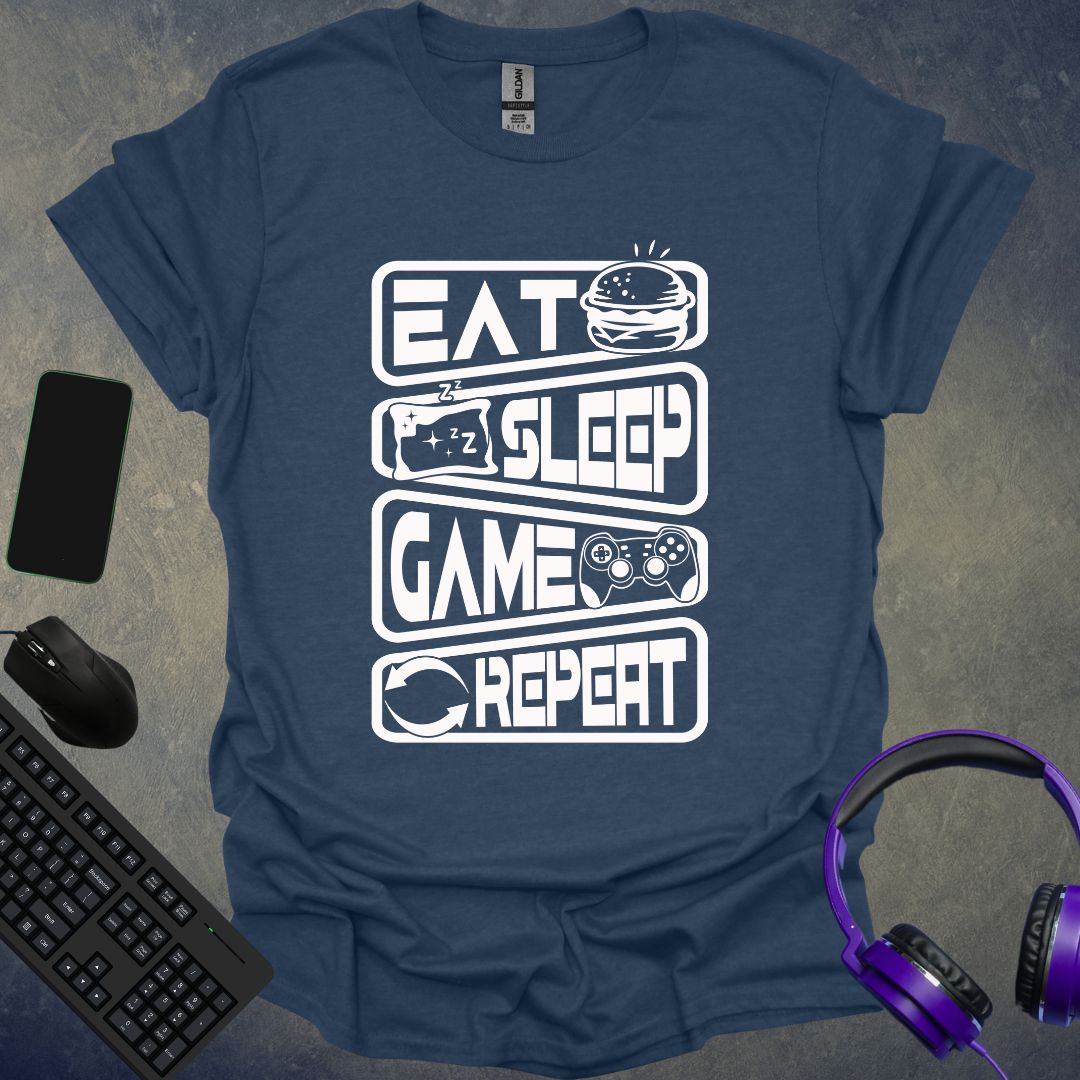 Eat Sleep Game Repeat Icons T-Shirt