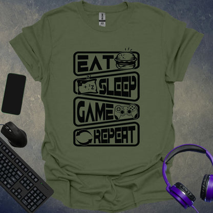 Eat Sleep Game Repeat Icons T-Shirt