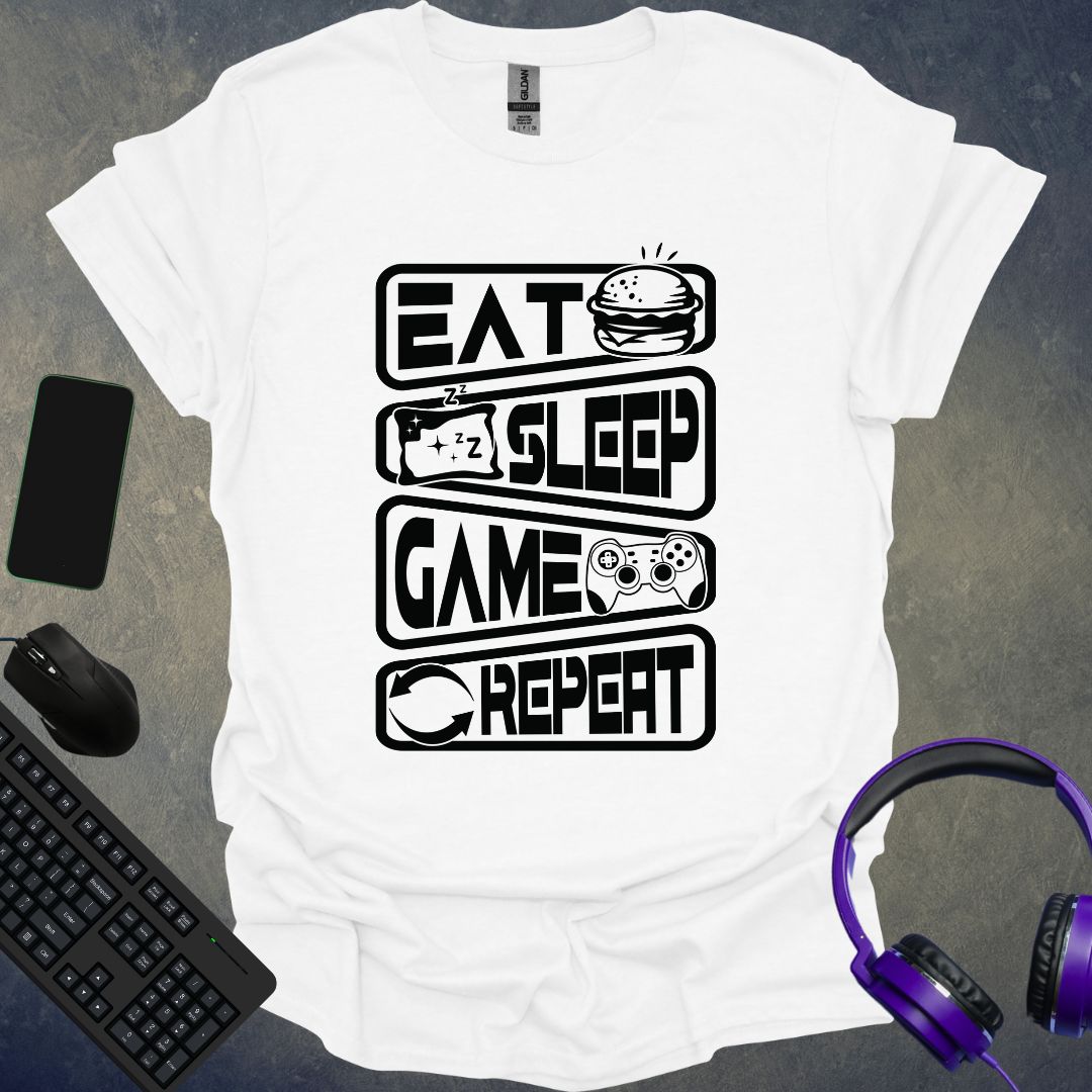 Eat Sleep Game Repeat Icons T-Shirt